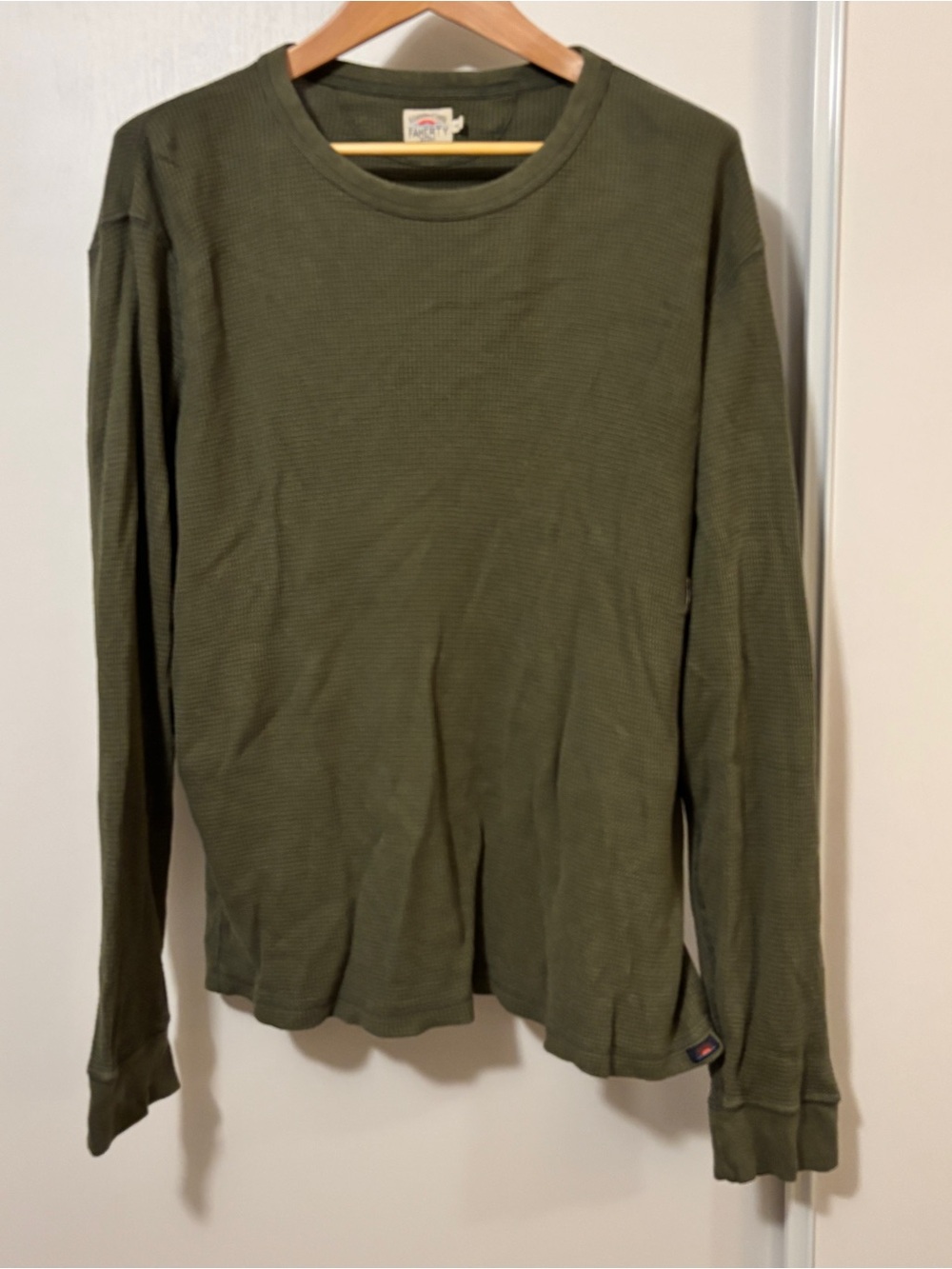 Faherty Mens Thermal Waffle Knit Long Sleeve Shirt Size XXL Green Quiet Luxury